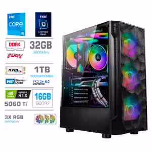 MEGA TWR S7 RTX 5060 Ti | i5-14600KF | 32GB | 1TB | 750W | Brez OS | RGB | Zračno Hlajenje | Gaming Računalnik