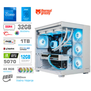 MEGA MT S5 | Intel Core I7-12700KF | GeForce RTX 5070 12GB GDDR7 | 32GB DDR4 1TB NVMe | 750W Bela RGB Brez OS | Gaming Računalnik