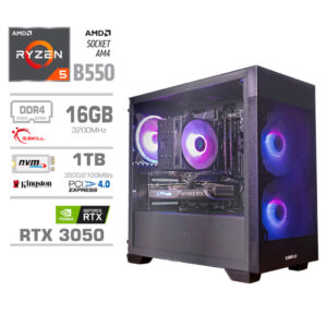 Računalnik MEGA MT S7X R5-5500 | RTX 3050 | 16GB | 1TB | Brez OS | Črna | RGB | PC-GS7X-400A | Gaming Računalnik