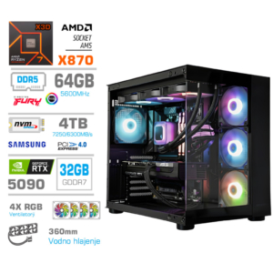 MEGA MT S5 RGB R7-9850X3D | RTX 5090 | 64GB 4TB | Brez OS | Črn Gaming Računalnik
