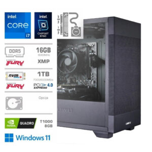 Računalnik MEGA MT S7X WORKSTATION i7-13700F | T1000 8GB | 16GB DDR5 | 1TB | 750W | Win11Pro | Črna | Računalnik za Delo