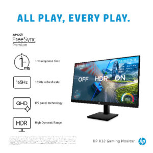 Monitor HP X32 | 80 cm (31,5") | 2560x1440 | 165Hz | IPS | 1ms | HDMI DisplayPort | HAS | 3H | sRGB99% | FreeSync | Gaming Monitor