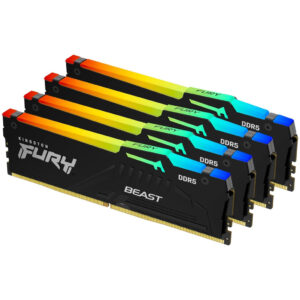 Kingston RGB Fury Beast 128GB | DDR5 | 5200MHz | CL40 KIT (4x32GB) | XMP3.0 | Črna | KF552C40BBAK4-128 | Spomin