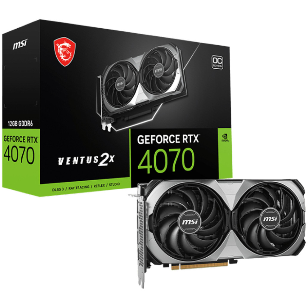 Grafična kartica nvidia rtx4070 msi ventus 2x 12g oc – 12gb gddr6x (v512-018r) komponentko