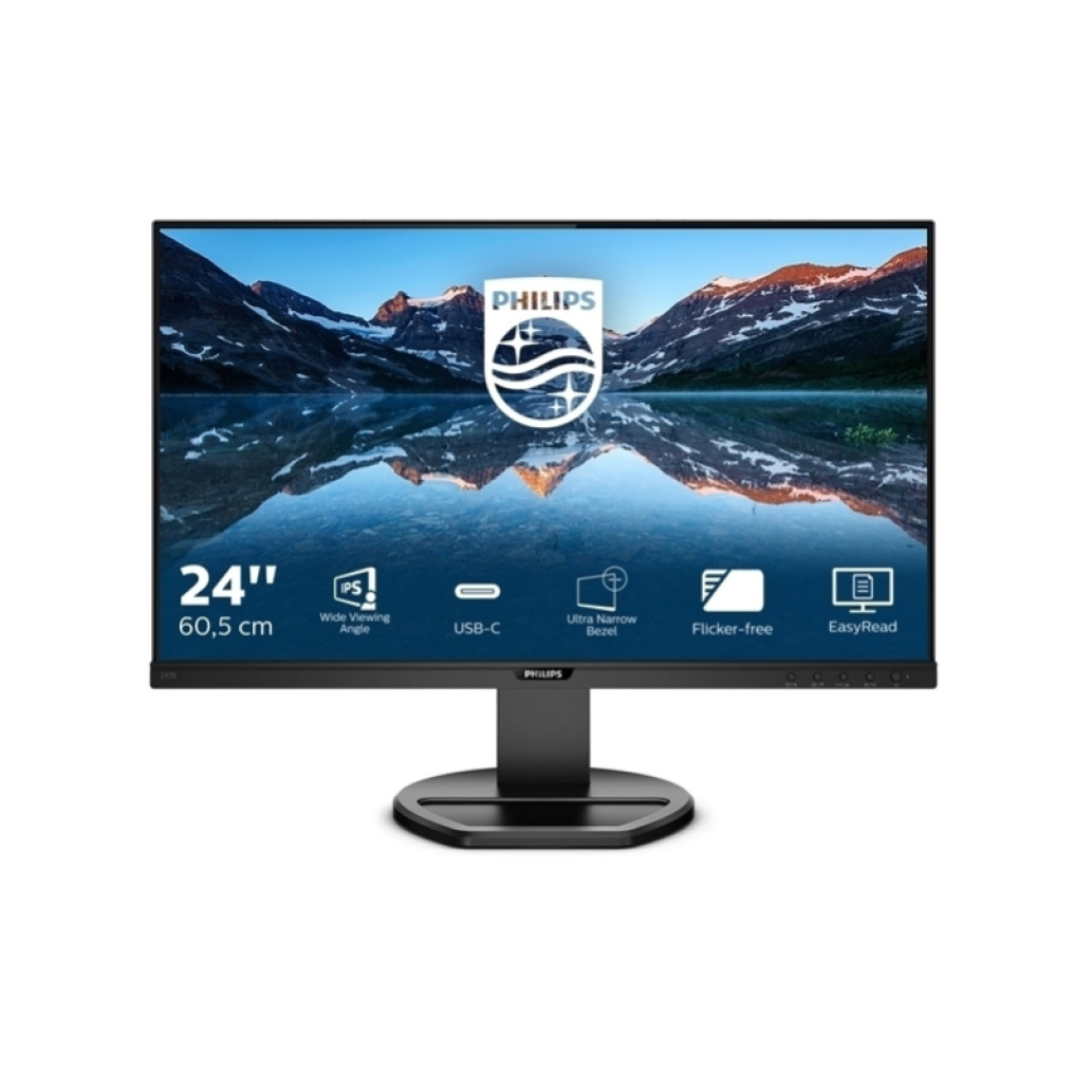Philips 243B9/00 Monitor 25 Pollici IPS – Full HD 1920x1080, USB-C Con Ricarica Notebook, Bordi Ultra-Sottili