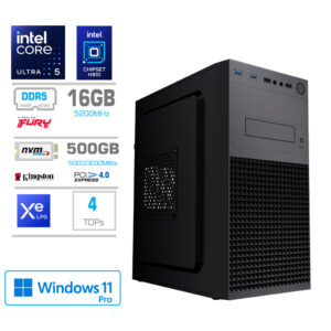 MEGA MT S4 Ultra 5 235 | Intel Grafika | 16GB | DDR5 | 500GB | 450W | Črna | Win11Pro | Namizni Računalnik