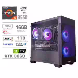 Računalnik MEGA MT S7X R5-5600G | RTX 3060 | 16GB | 1TB | 750W | Brez OS | Črna | RGB | Gaming Računalnik