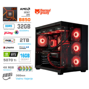 MEGA MT S5 R7-7800X3D | RTX 5070 Ti | 32GB DDR5 | 2TB | 750W | Brez OS | Črna RGB | Estetski Napajalni Kabli | Gaming Računalnik