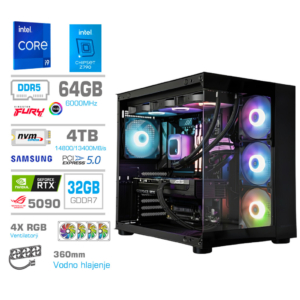MEGA MT S5 i9-14900K | RTX 5090 | 64GB DDR5 | 4TB | 1050W | Brez OS | Črna RGB | Gaming Računalnik