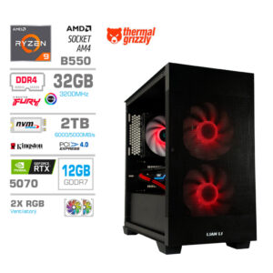 Računalnik MEGA MT S7X R9-5950X | RTX 5070 | 32GB | 2TB | 750W | Brez OS | Zračno Hlajenje | Črna RGB + Estetski Napajalni Kabli | Gaming Računalnik