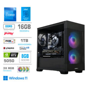 MEGA MT S7X i5-12400F | RTX 5050 | 16GB | 1TB | 750W | Win11Home | Zračno Hlajenje | Črna RGB | Gaming Računalnik