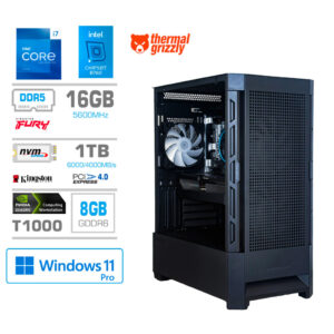 MEGA MT WORKSTATION S8 T1000 | i7-13700F | 16GB | 1TB + 1TB | 750W | Win11PRO | Črna | Zračno Hlajenje | Poslovni Računalnik