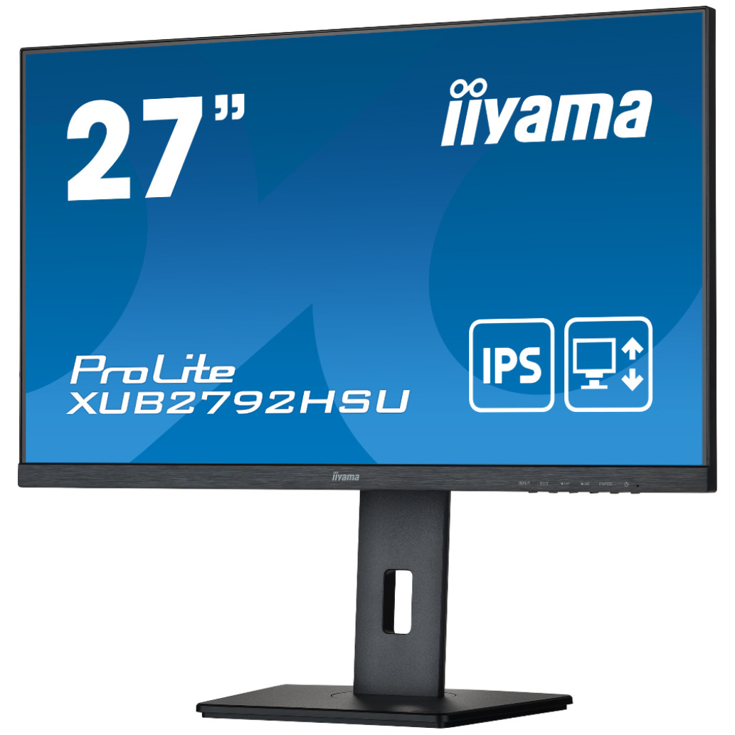 Monitor iiyama 68,6 cm (27,0") xub2792hsu-b5 1920x1080 75hz ips 4ms vga hdmi displayport 2xusb2. 0 pivot zvočniki srgb99% komponentko