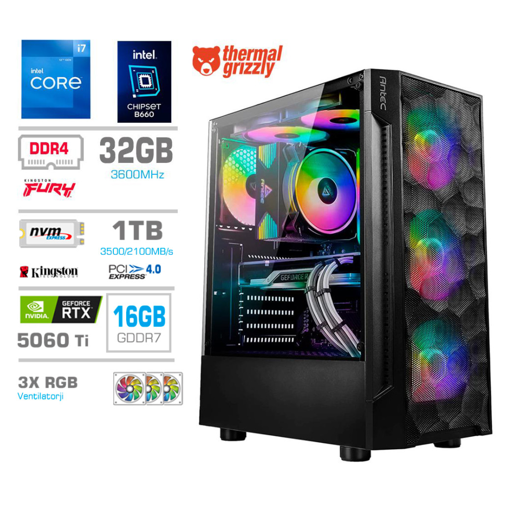 Mega twr s7 i7-12700k | rtx 5060 ti | 32gb | 1tb | 750w | brez os | rgb | zračno hlajenje | gaming računalnik 1 Računalnik mega twr s7 i7-12700k/rtx5060ti-16gb/32gb/1tb-4. 0/750w/brez os komponentko