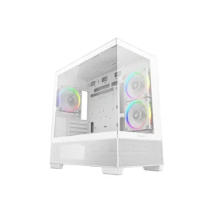 DeepCool CG380 3F WH | Belo Micro-ATX Ohišje Z Dvojnim Kaljenim Steklom | 3× PWM ARGB Ventilatorji In Panoramski Pogled | Računalniško Ohišje