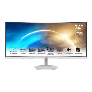 Monitor MSI MP341CQWDE | 86,4 cm (34") | 3440x1440 | 100Hz | VA | 1ms | 2xHDMI DisplayPort | Zvočniki | sRGB116,25% | FreeSync PRO-Serija | Bela | Ukrivljen Gaming Monitor
