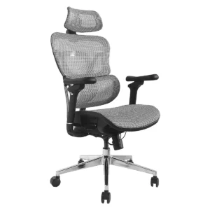 Equip 651050 | Premium Ergonomski Mrežasti Stol | 4D Vzglavnik | 3D Nasloni Za Roke | Do 150 Kg | Siv Pisarniški Stol