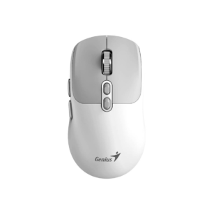 Genius NX-8080S BT AI | Bluetooth 5.3 In 2,4 GHz | Tihi Kliki | 7 Tipk In Copilot Tipka | 1600 DPI | Belo-Siva Brezžična Miška