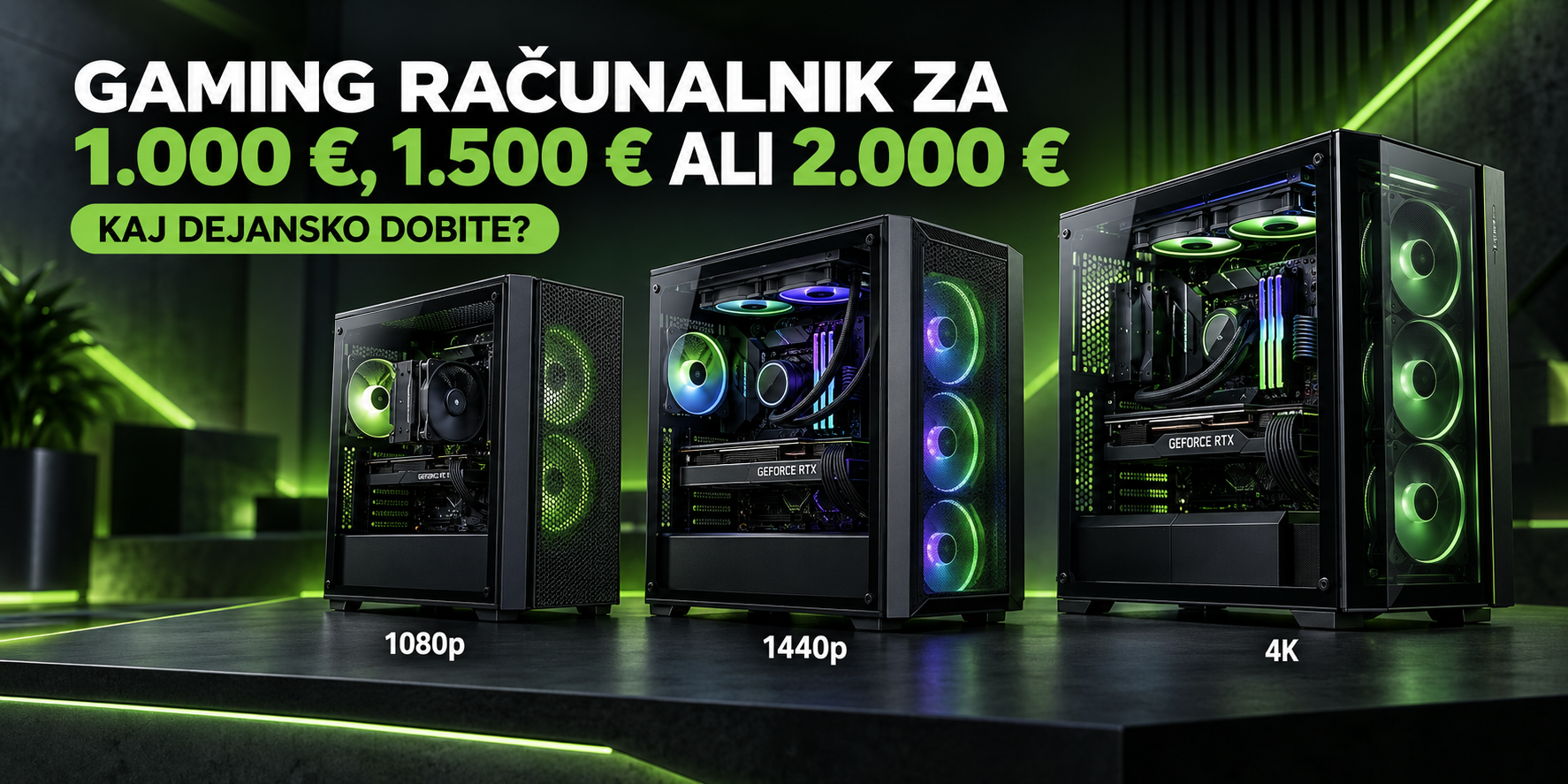 Gaming računalnik za 1. 000, 1. 500 ali 2. 000 evrov