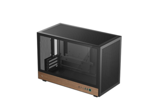 DeepCool CH260 WOOD | Črno Micro-ATX Ohišje Z Leseno Estetiko | Kaljeno Steklo | Visok Pretok Zraka | Podpora Za 360 mm AIO | Računalniško Ohišje
