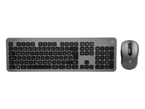 Ewent EW3262 Wireless Scissor Keyboard And Mouse Set | USB-A + USB-C Sprejemnik | Tih Nizkoprofilni SLO Razpored | 1600 DPI | Tipkovnica In Miška