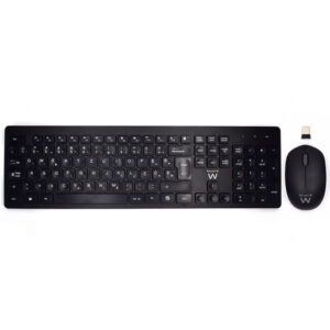 Ewent EW3262 Wireless Multimedia Combo | Brezžična Tipkovnica In Miška | USB-A + USB-C Sprejemnik | Tihi Nizkoprofilni Tipki | SLO Tipkovnica