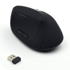 Ewent EW3158 Wireless Ergonomic Vertical | 1600 DPI | Brezžična | Polnilna | Črna | USB-A Miška