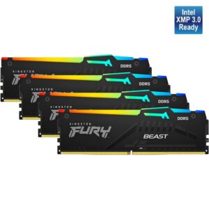 Kingston FURY Beast RGB KF552C40BBAK4-128 | 128GB 4x32GB DDR5 5200MT/s CL40 | Intel XMP 3.0 | Črn RGB Pomnilnik