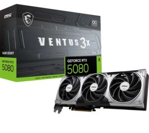 MSI Ventus 3X OC NVIDIA GeForce RTX 5080 | 16GB GDDR7 | DLSS 4 | PCIe 5.0 | HDMI 2.1b 3x DisplayPort 2.1b | Grafična Kartica