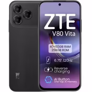 ZTE V80 Vita | 4GB RAM 256GB | 6,75-Palčni 120Hz Zaslon | 50MP Kamera | Polnočno črna | Pametni Telefon