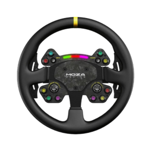 Moza Racing RS V2 RS25 | 13-Inčni GT Sim Racing Volan | Usnjeni Oprijem | Dvojna Sklopka | RGB Shift Light | Črn | Gaming Volan