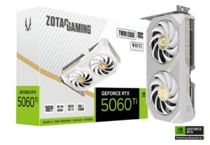 ZOTAC GAMING GeForce RTX 5060 Ti Twin Edge OC White Edition | 16GB GDDR7 | DLSS 4 | SFF-Ready | Bela Grafična Kartica